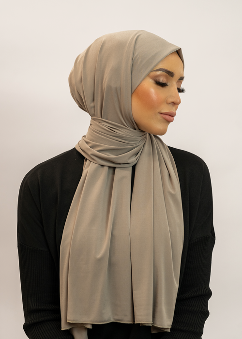 Crystal jersey sjaal Taupe