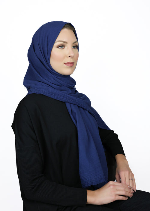 Cotton sjaal blauw